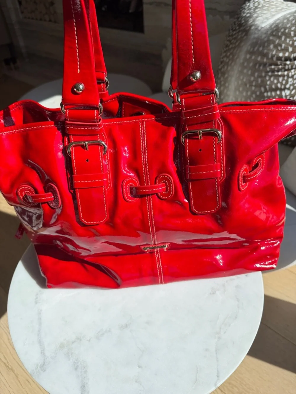 Dooney & Bourke Shiny Red Patent Leather Tote - NWOT - Picture 7 of 8